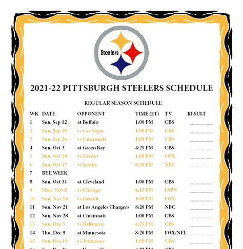 steelers standings 2022|Steelers full schedule 2022.